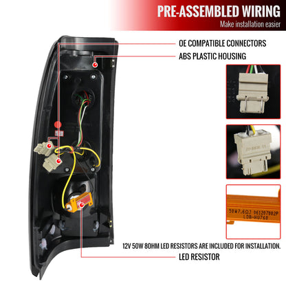 1999-2002 Chevrolet Silverado/ 1999-2006 GMC Sierra LED Tail Lights (Chrome Housing/Smoked Lens)