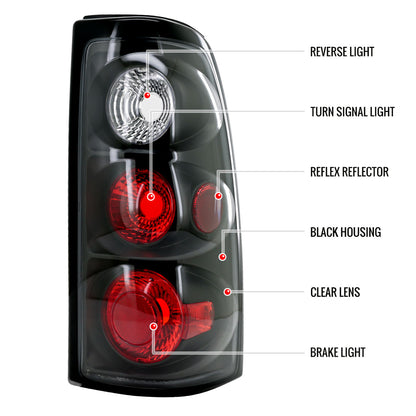 1999-2002 Chevrolet Silverado/ 1999-2006 GMC Sierra Tail Lights (Matte Black Housing/Clear Lens)