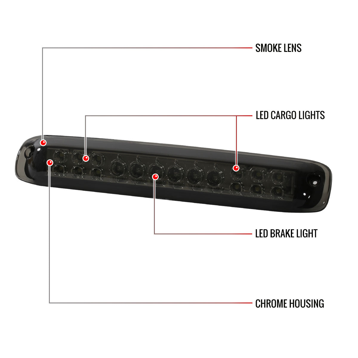 1999-2002 Chevrolet Silverado/ 1999-2006 GMC Sierra LED 3rd Brake Light - RS (Chrome Housing/Smoked Lens)