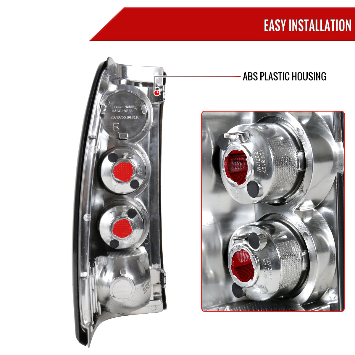 1999-2002 Chevrolet Silverado/ 1999-2006 GMC Sierra Tail Lights - APC (Chrome Housing/Red Lens)