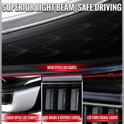 2011-2014 Toyota Sienna Full LED Tail Lights w/ Sequential Turn Signal and Startup Animation (Black Housing / Clear Lens)
