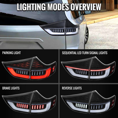 2011-2014 Toyota Sienna Full LED Tail Lights w/ Sequential Turn Signal and Startup Animation (Black Housing / Clear Lens)