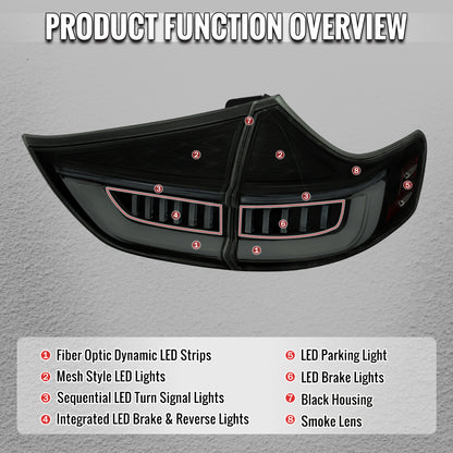 2015-2020 Toyota Sienna Full LED Tail Lights w/ Sequential Turn Signal and Startup Animation (Black Housing / Smoked Lens)