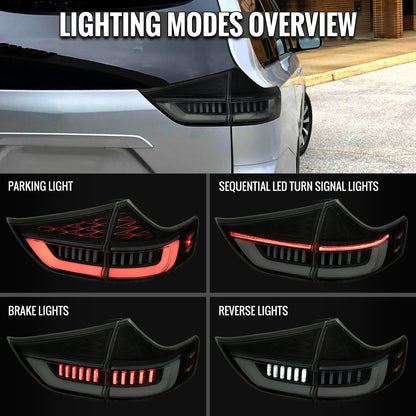 2015-2020 Toyota Sienna Full LED Tail Lights w/ Sequential Turn Signal and Startup Animation (Black Housing / Smoked Lens)
