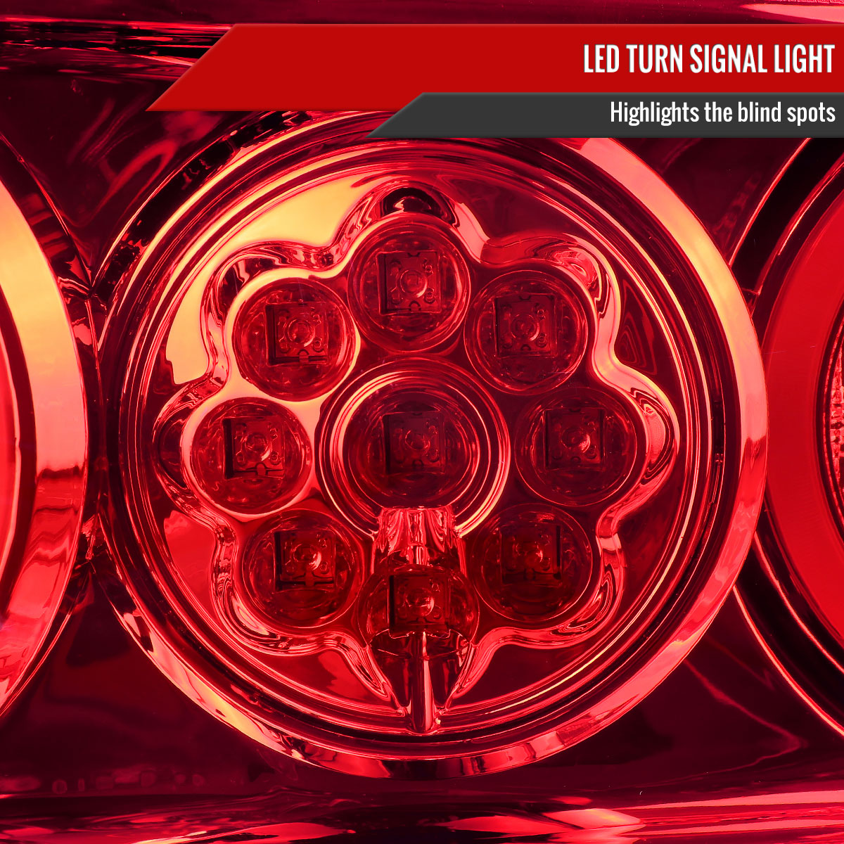 1991-1998 Nissan 180SX RPS13 / 240SX S13 S14 JDM Red LED Tail Ligths (Chrome Housing/Red Lens)