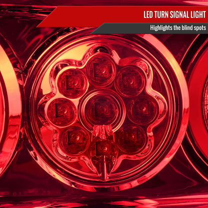 1991-1998 Nissan 180SX RPS13 / 240SX S13 S14 JDM Red LED Tail Ligths (Chrome Housing/Red Lens)