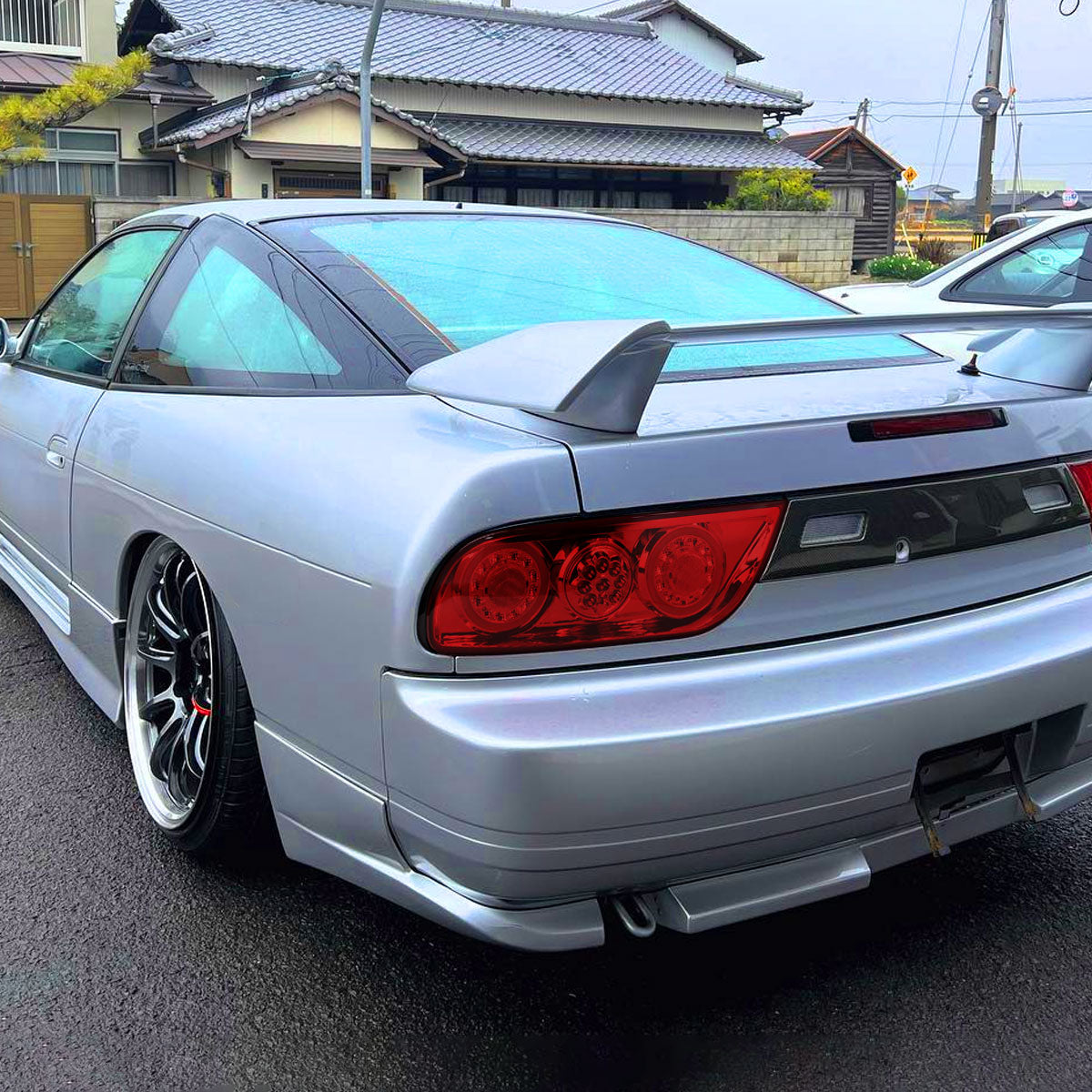 1991-1998 Nissan 180SX RPS13 / 240SX S13 S14 JDM Red LED Tail Ligths (Chrome Housing/Red Lens)