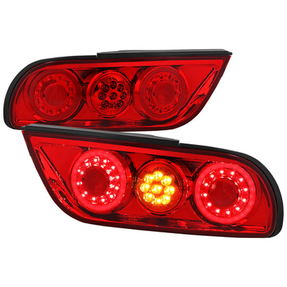 1991-1998 Nissan 180SX RPS13 / 240SX S13 S14 JDM Red LED Tail Ligths (Chrome Housing/Red Lens)