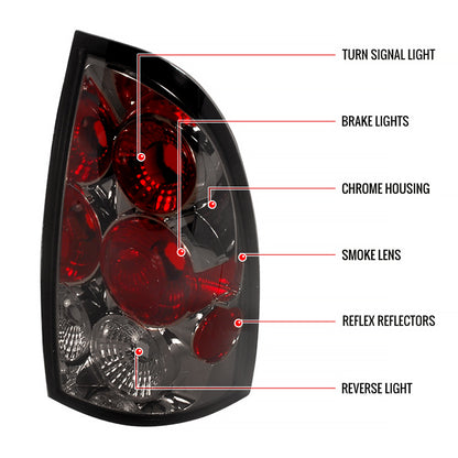 2005-2008 Toyota Tacoma Tail Lights (Chrome Housing/Smoked Lens)
