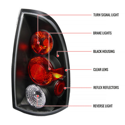 2005-2008 Toyota Tacoma Tail Lights (Matte Black Housing/Clear Lens)