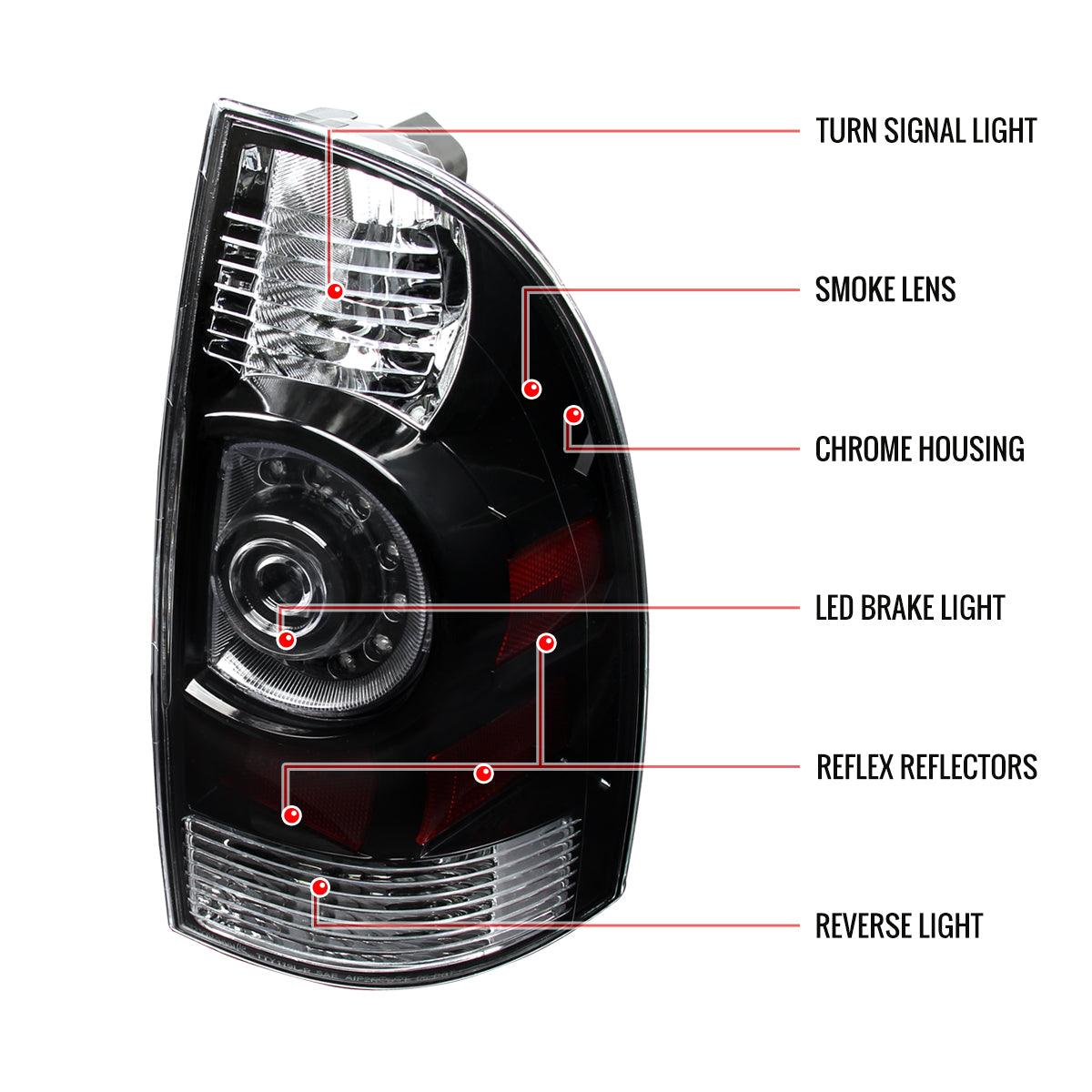 2005-2015 Toyota Tacoma LED Tail Lights (Matte Black Housing/Clear Lens)