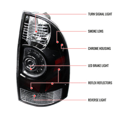 2005-2015 Toyota Tacoma LED Tail Lights (Matte Black Housing/Clear Lens)