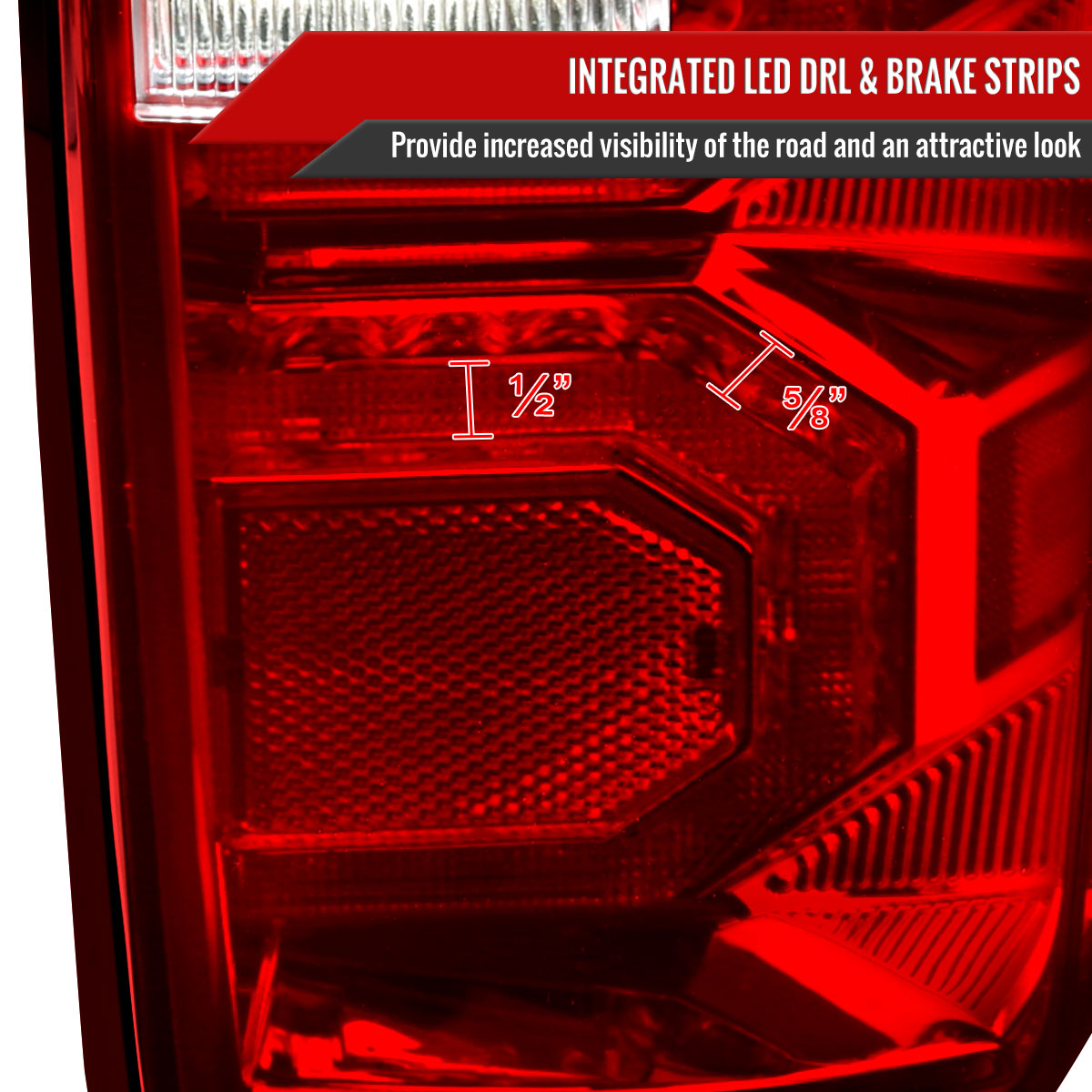 2016-2022 Toyota Tacoma Sequential Signal LED Tail Lights (Chrome Housing/Red Lens)