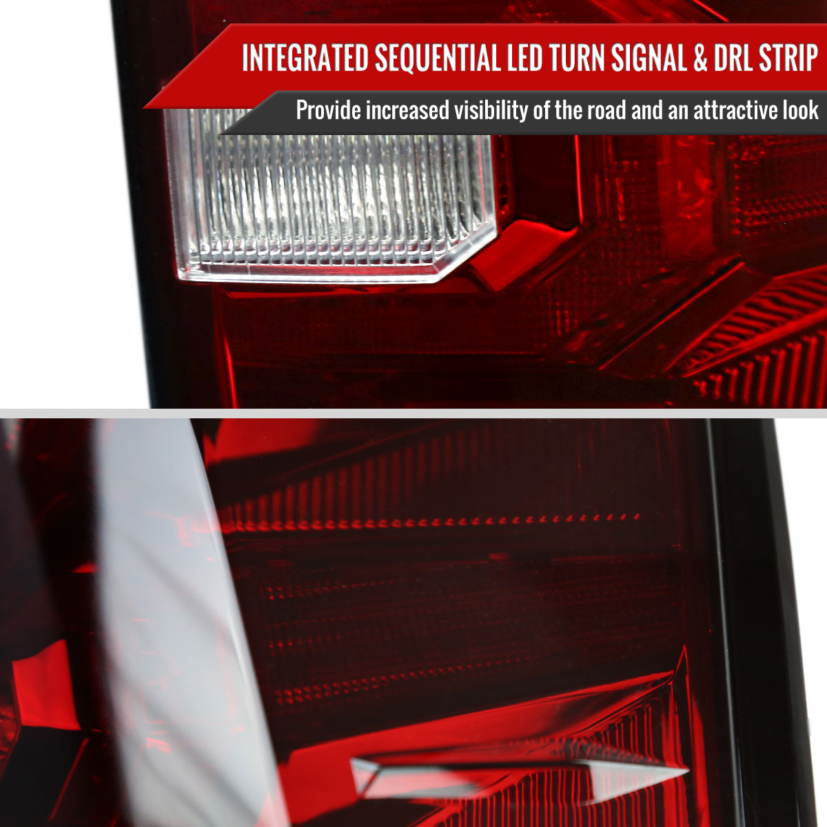 2016-2022 Toyota Tacoma Sequential Signal LED Tail Lights (Chrome Housing/Red Lens)