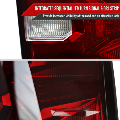 2016-2022 Toyota Tacoma Sequential Signal LED Tail Lights (Chrome Housing/Red Lens)