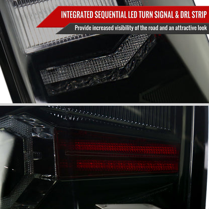 2016-2022 Toyota Tacoma Sequential Signal LED Tail Lights (Glossy Black Housing/Smoked Lens)