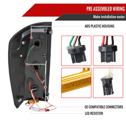 2016-2022 Toyota Tacoma Sequential Signal LED Tail Lights (Glossy Black Housing/Smoked Lens)