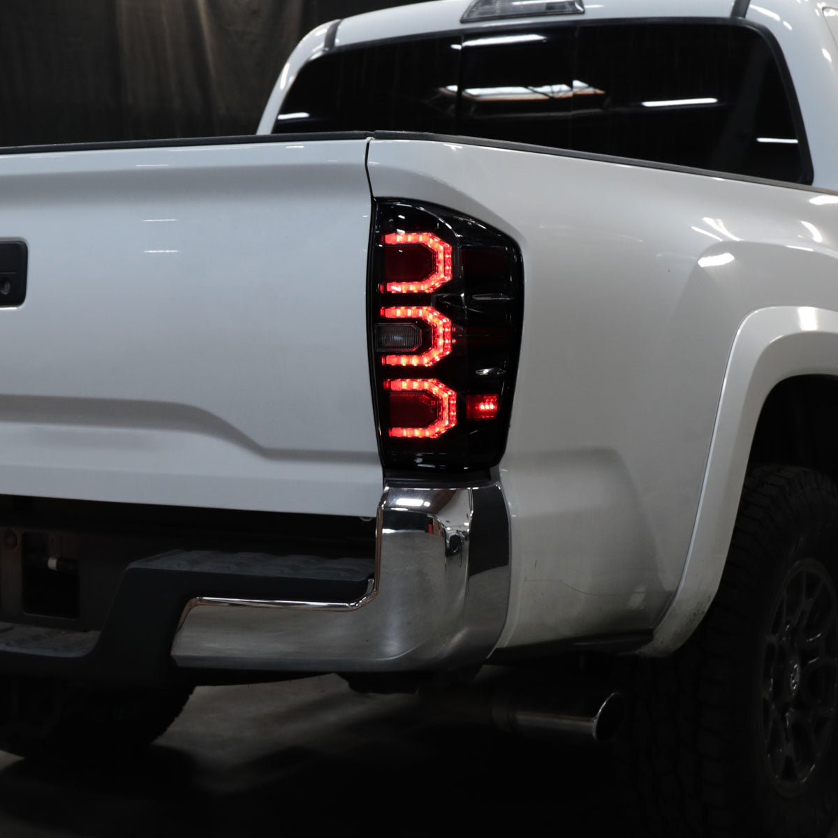 2016-2022 Toyota Tacoma Sequential Signal LED Tail Lights (Glossy Black Housing/Smoked Lens)