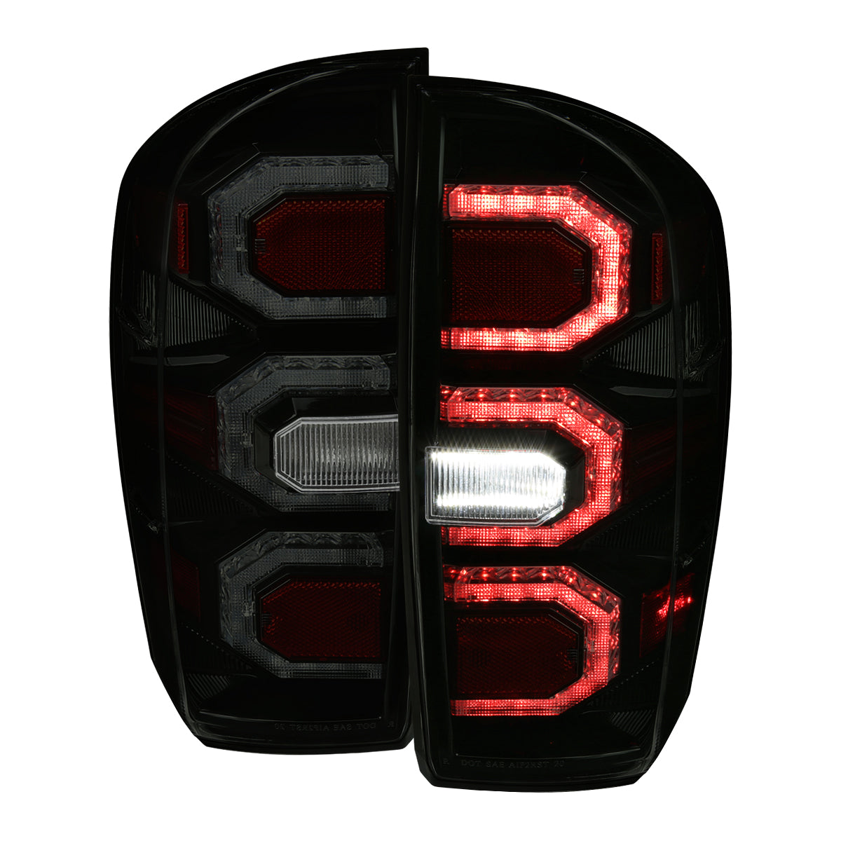 2016-2022 Toyota Tacoma Sequential Signal LED Tail Lights (Glossy Black Housing/Smoked Lens)