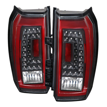 2015-2020 Chevrolet Tahoe/Suburban LS LT LTZ Premier Red Bar LED Tail Lights (Black Housing/Clear Lens)