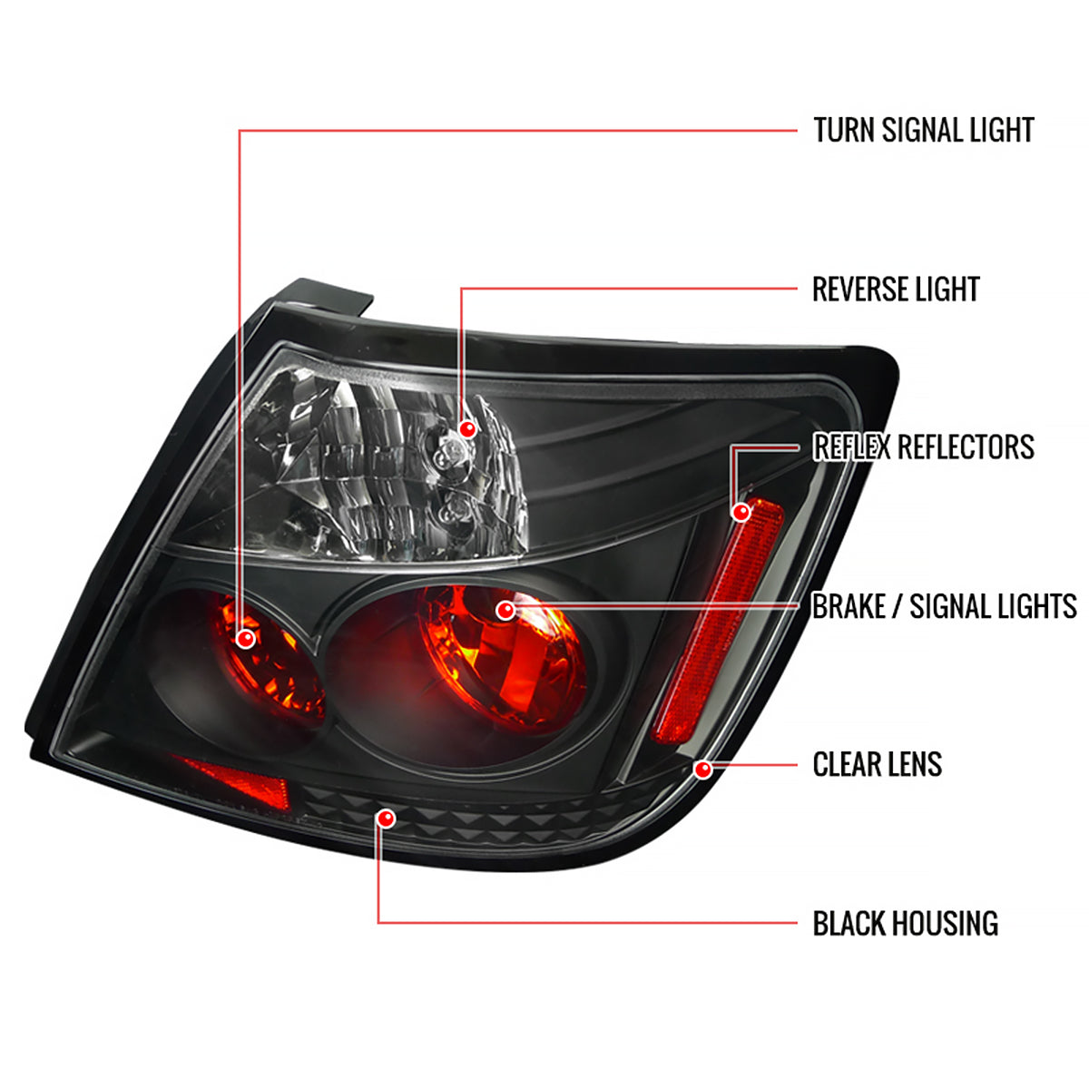 2004-2010 Scion tC Tail Lights (Matte Black Housing/Clear Lens)