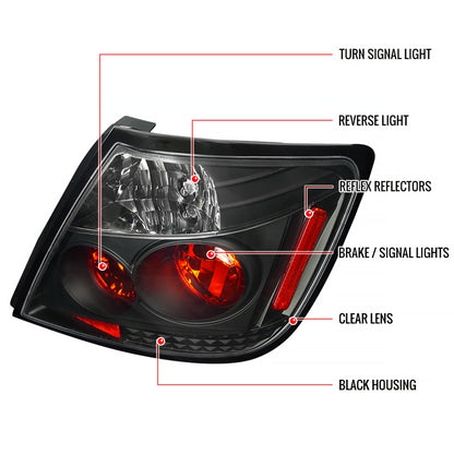 2004-2010 Scion tC Tail Lights (Matte Black Housing/Clear Lens)