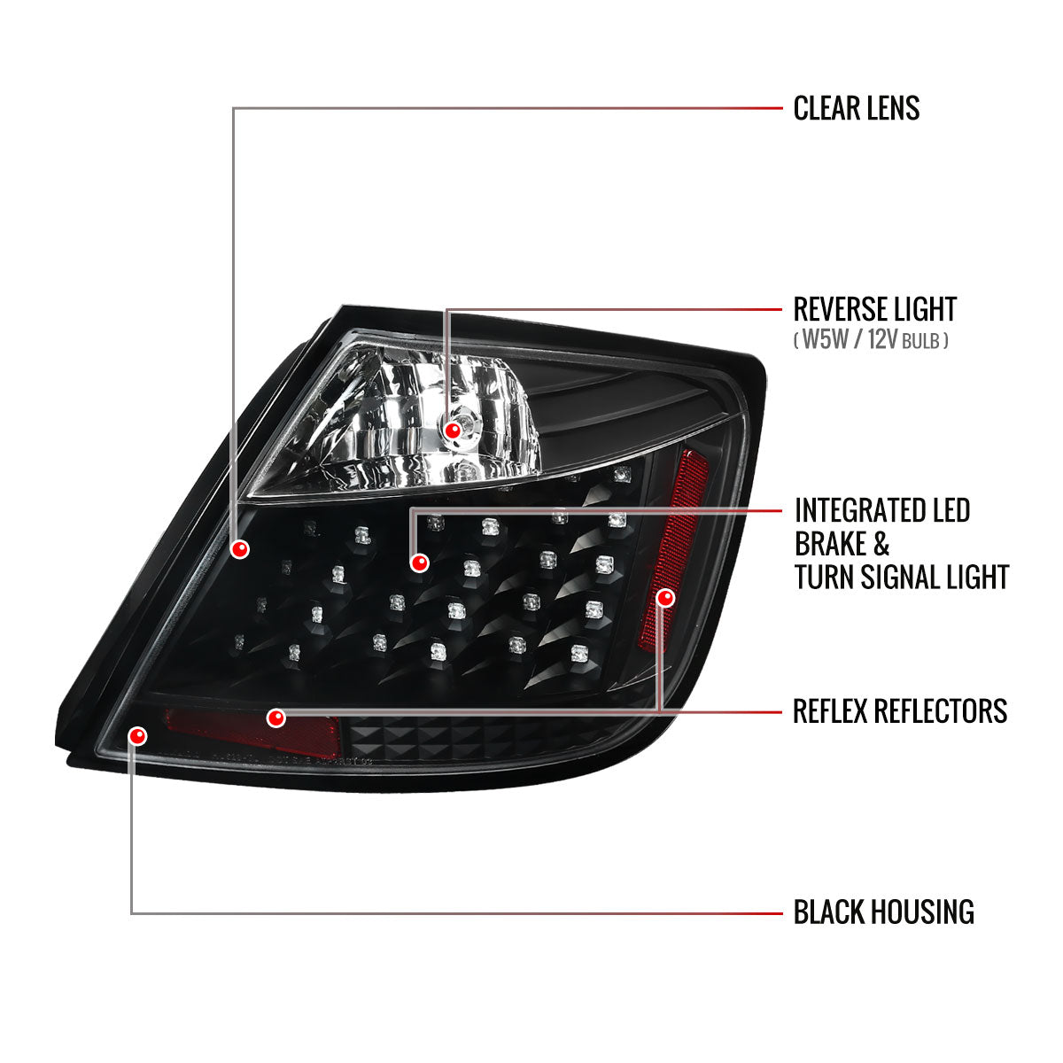 2004-2010 Scion tC V2 LED Tail Lights (Matte Black Housing/Clear Lens)