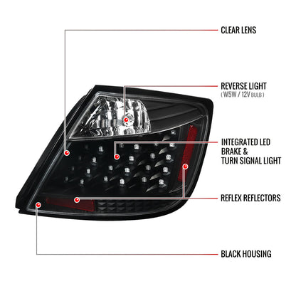 2004-2010 Scion tC V2 LED Tail Lights (Matte Black Housing/Clear Lens)