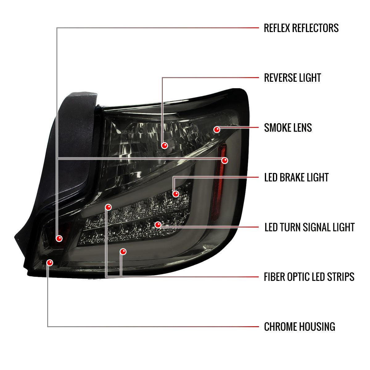 2011-2013 Scion tC LED Tail Lights (Chrome Housing/Smoked Lens)