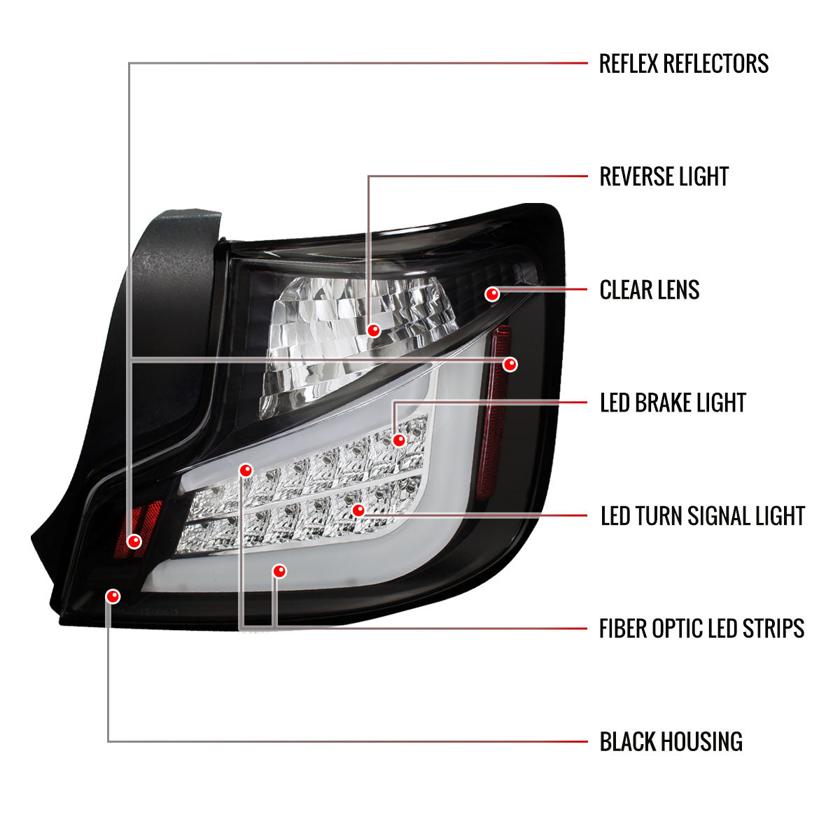2011-2013 Scion tC LED Tail Lights (Matte Black Housing/Clear Lens)
