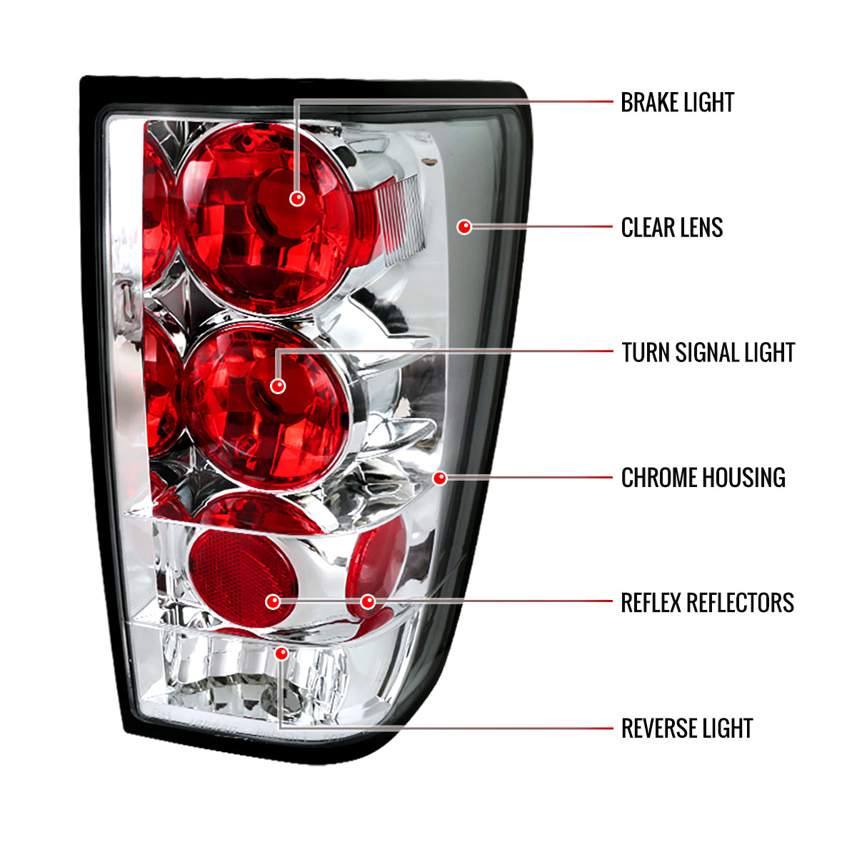 2004-2015 Nissan Titan Tail Lights (Chrome Housing/Clear Lens)