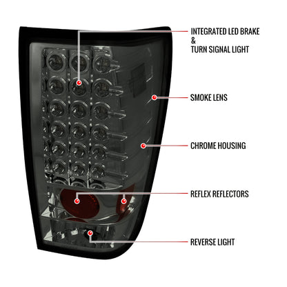 2004-2015 Nissan Titan LED Tail Lights (Chrome Housing/Smoked Lens)