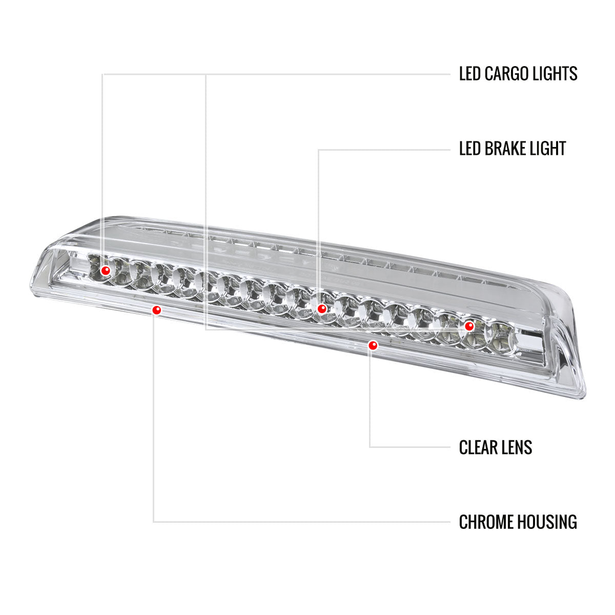 2004-2015 Nissan Titan LED 3rd Brake Light (Chrome Housing/Clear Lens)