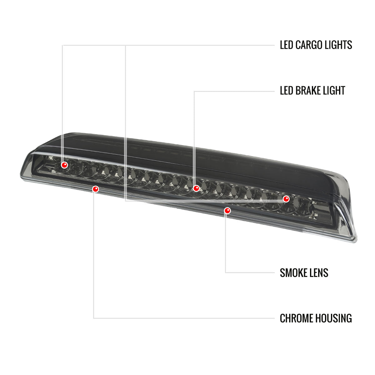 2004-2015 Nissan Titan LED 3rd Brake Light (Chrome Housing/Smoked Lens)