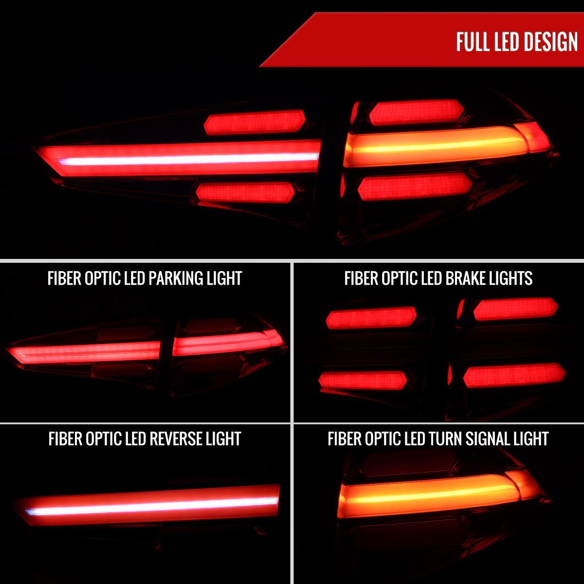 2016-2018 Hyundai Tucson LED Bar Tail Lights(Chrome Housing/Red Lens)