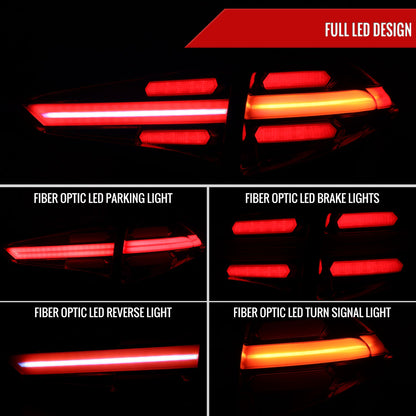 2016-2018 Hyundai Tucson LED Bar Tail Lights(Chrome Housing/Red Lens)
