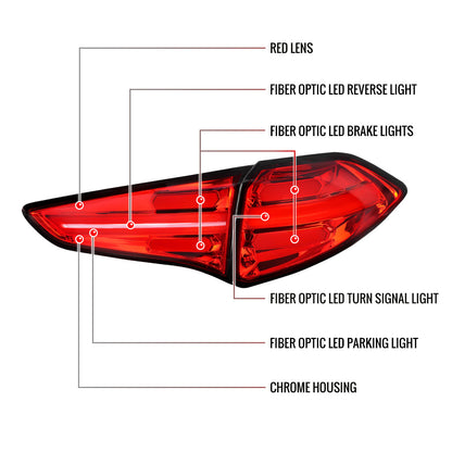 2016-2018 Hyundai Tucson LED Bar Tail Lights(Chrome Housing/Red Lens)