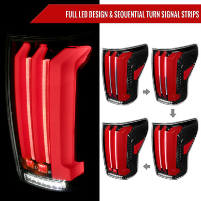 2007-2013 Toyota Tundra Sequential Red LED Bar Tail Lights (Glossy Black Housing/Clear Lens)
