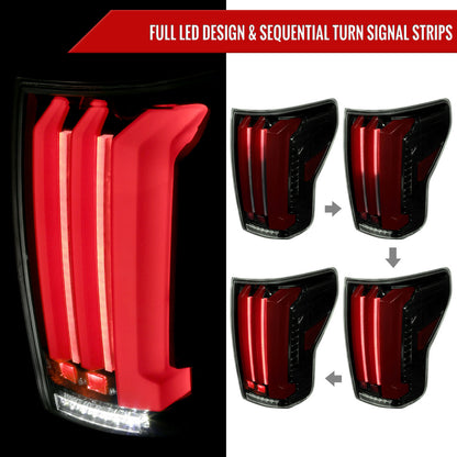 2007-2013 Toyota Tundra Sequential Red LED Bar Tail Lights (Glossy Black Housing/Smoked Lens)