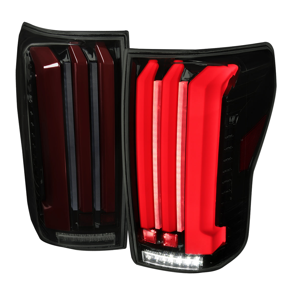 2007-2013 Toyota Tundra Sequential Red LED Bar Tail Lights (Glossy Black Housing/Smoked Lens)