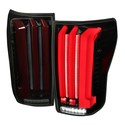 2007-2013 Toyota Tundra Sequential Red LED Bar Tail Lights (Glossy Black Housing/Smoked Lens)