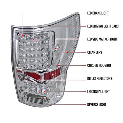 2007-2013 Toyota Tundra LED Tail Lights (Chrome Housing/Clear Lens)