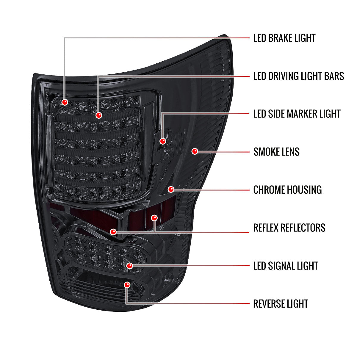 2007-2013 Toyota Tundra LED Tail Lights (Chrome Housing/Smoked Lens)