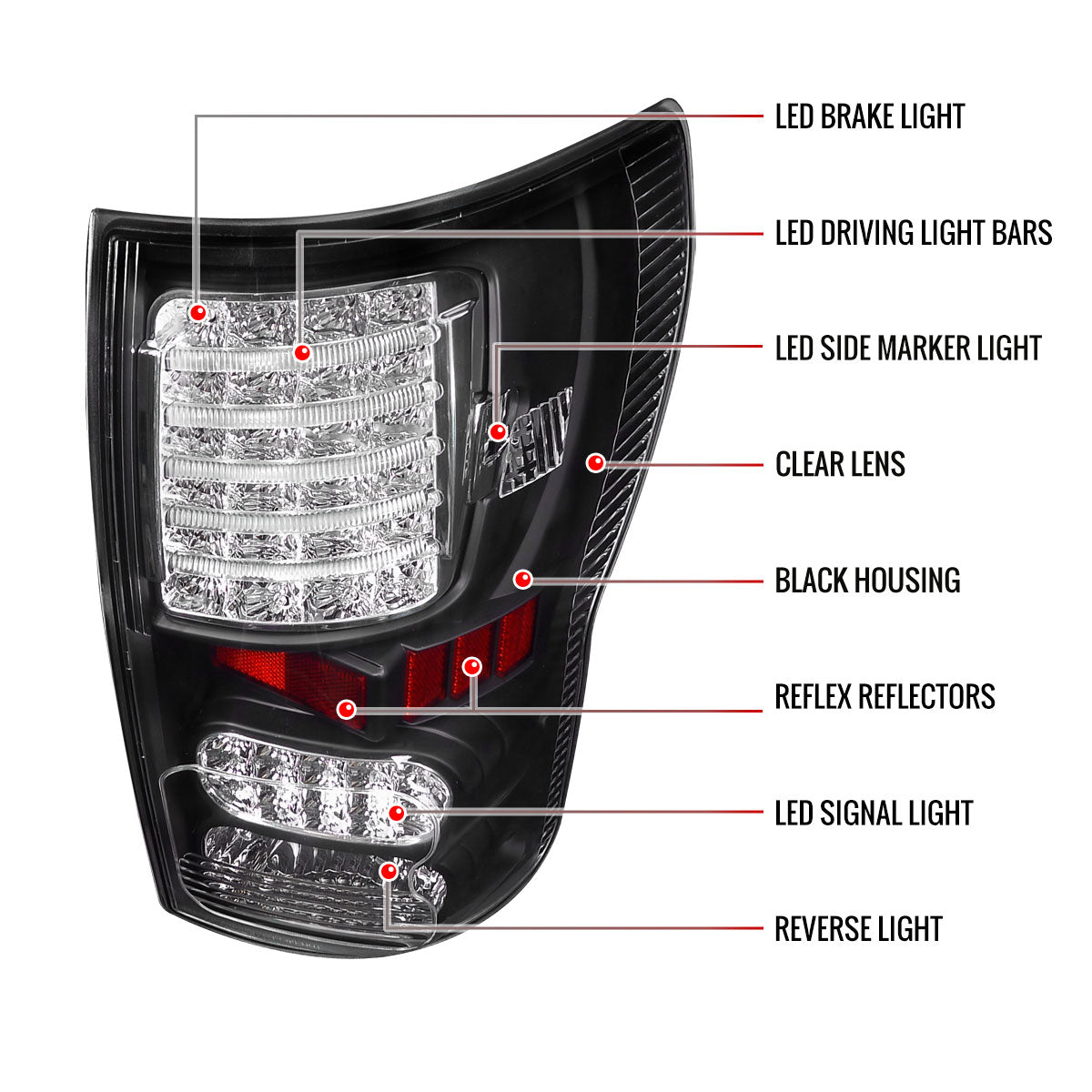 2007-2013 Toyota Tundra LED Tail Lights (Matte Black Housing/Clear Lens)