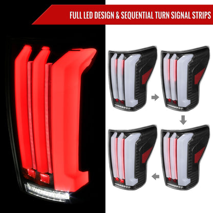 2007-2013 Toyota Tundra Sequential White LED Bar Tail Lights (Matte Black Housing/Clear Lens)