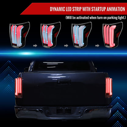 2007-2013 Toyota Tundra Sequential White LED Bar Tail Lights (Matte Black Housing/Clear Lens)