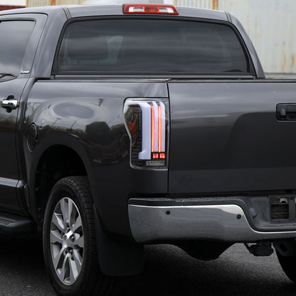 2007-2013 Toyota Tundra Sequential White LED Bar Tail Lights (Matte Black Housing/Clear Lens)