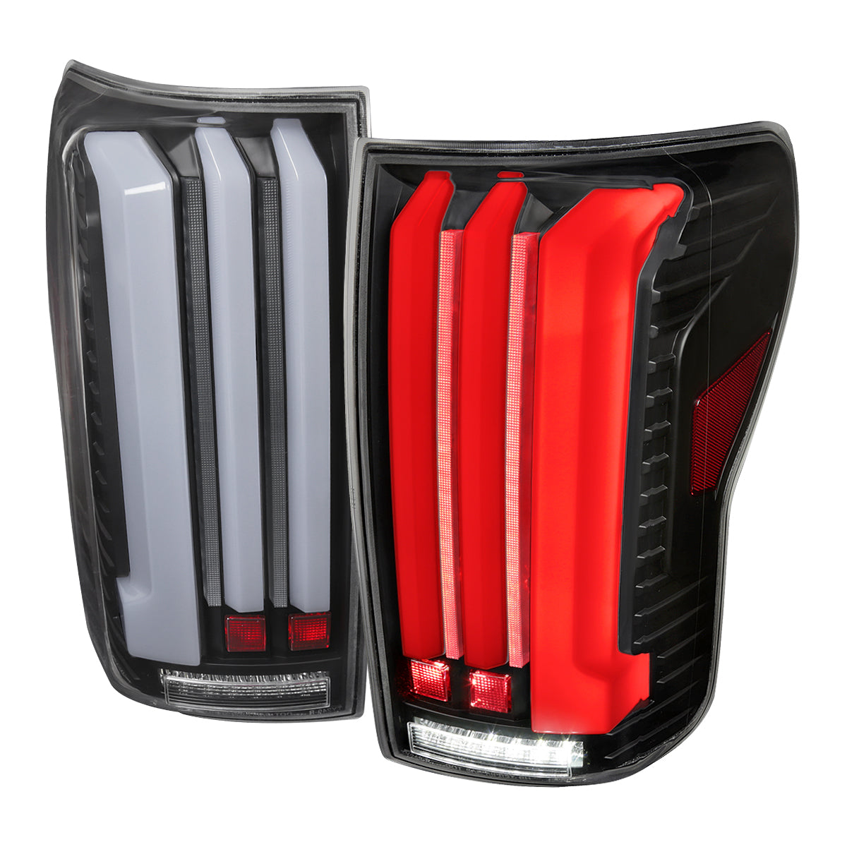 2007-2013 Toyota Tundra Sequential White LED Bar Tail Lights (Matte Black Housing/Clear Lens)