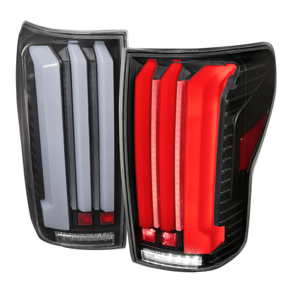 2007-2013 Toyota Tundra Sequential White LED Bar Tail Lights (Matte Black Housing/Clear Lens)