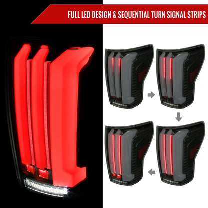 2007-2013 Toyota Tundra Sequential White LED Bar Tail Lights (Matte Black Housing/Smoked Lens)